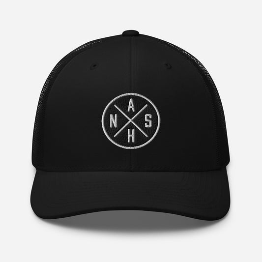 Circled NASH Embroidered Trucker Cap-Soul Flow Apparel