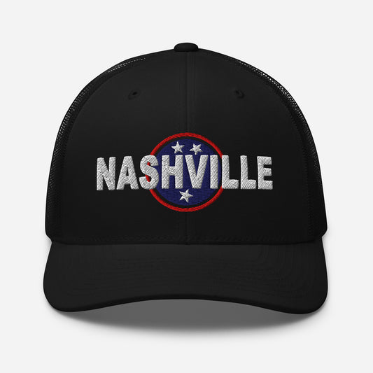 Nashville Embroidered Trucker Cap, Tri Star-Soul Flow Apparel