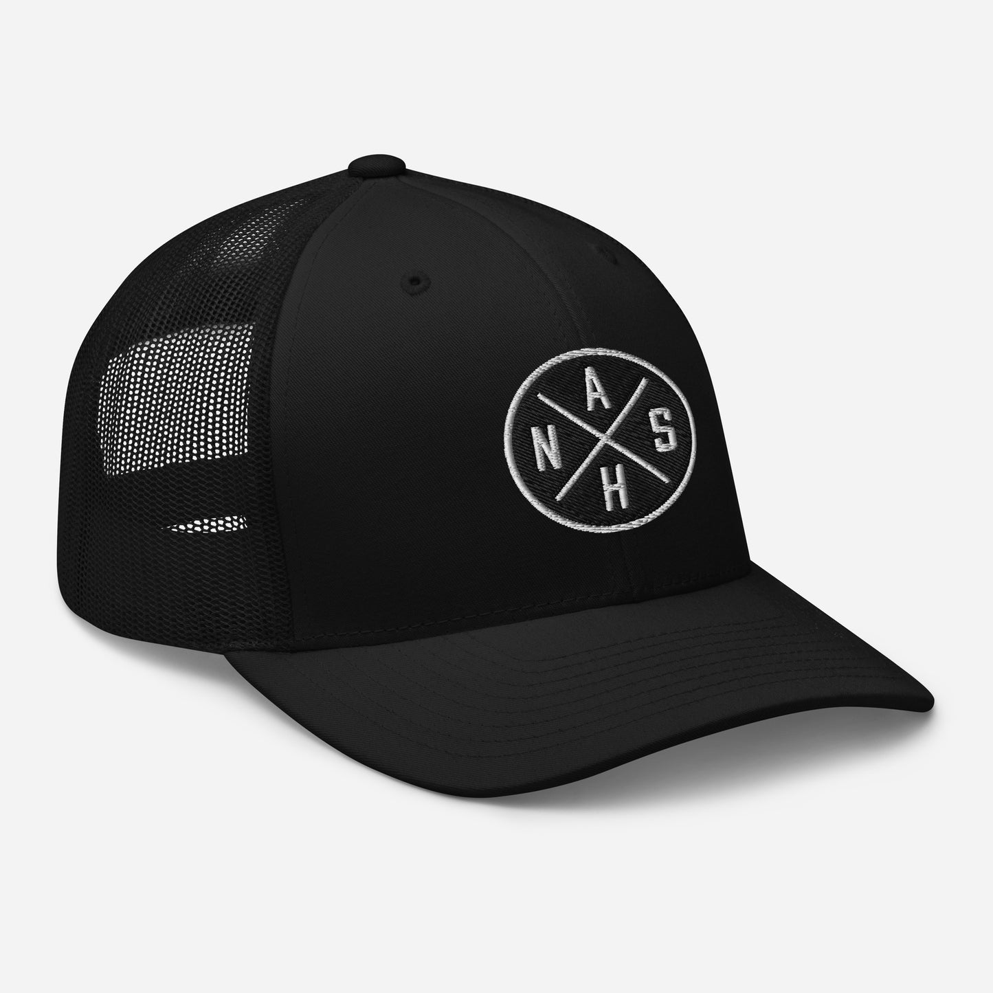 Circled NASH Embroidered Trucker Cap-Soul Flow Apparel
