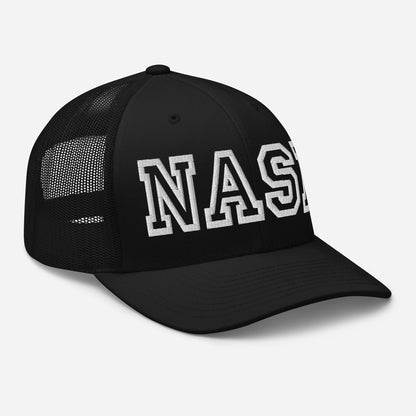 NASH Embroidered Trucker Cap, Hollow Font-Soul Flow Apparel
