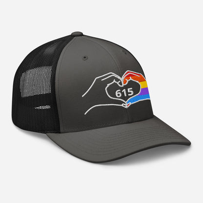NASH 615 Heart Hands Embroidered Trucker Cap, Nashville Pride Hat-Soul Flow Apparel
