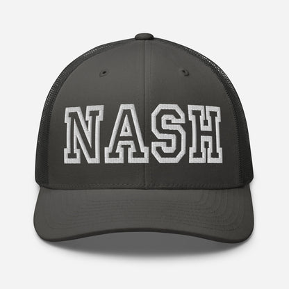 NASH Embroidered Trucker Cap, Hollow Font-Soul Flow Apparel