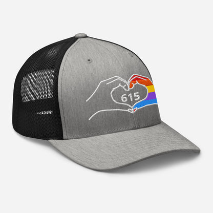 NASH 615 Heart Hands Embroidered Trucker Cap, Nashville Pride Hat-Soul Flow Apparel