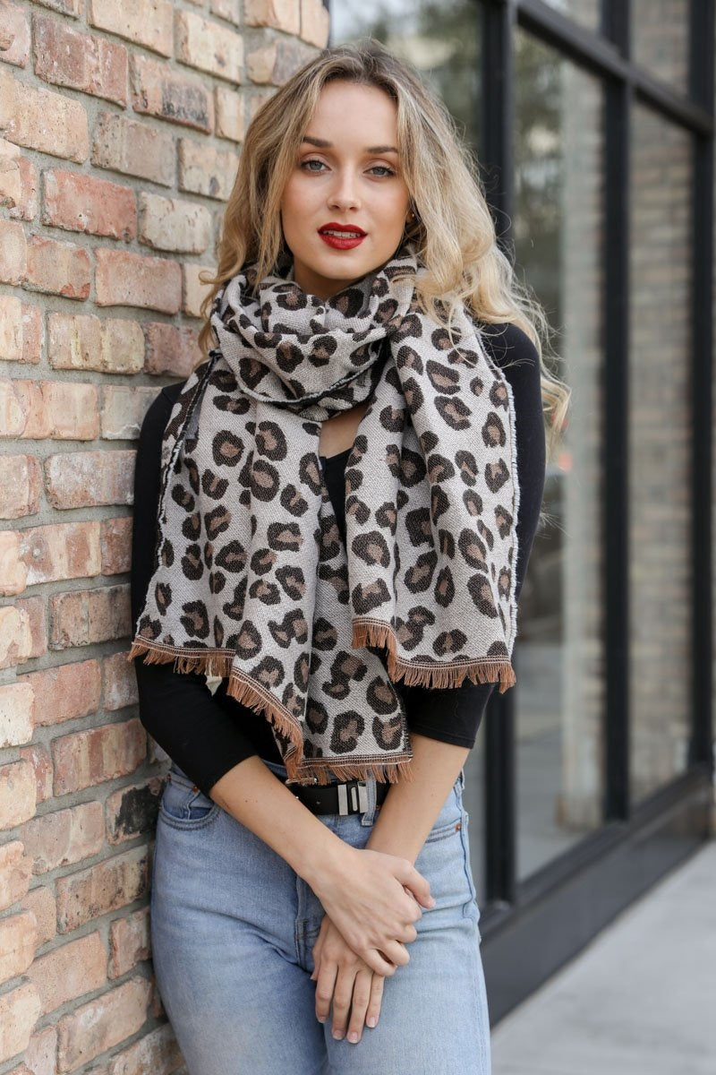 Reversible Leopard Blanket Scarf-Soul Flow Apparel