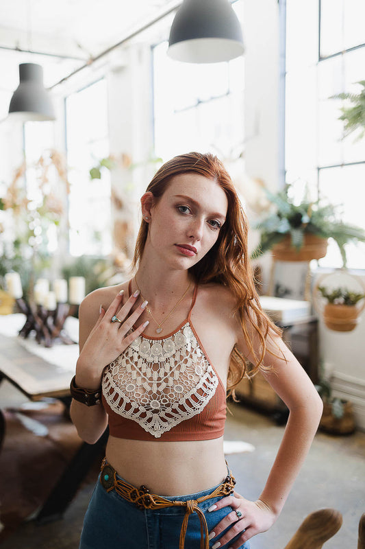 High Neck Crochet Lace Bralette – Stylish Layering Essential-Soul Flow Apparel