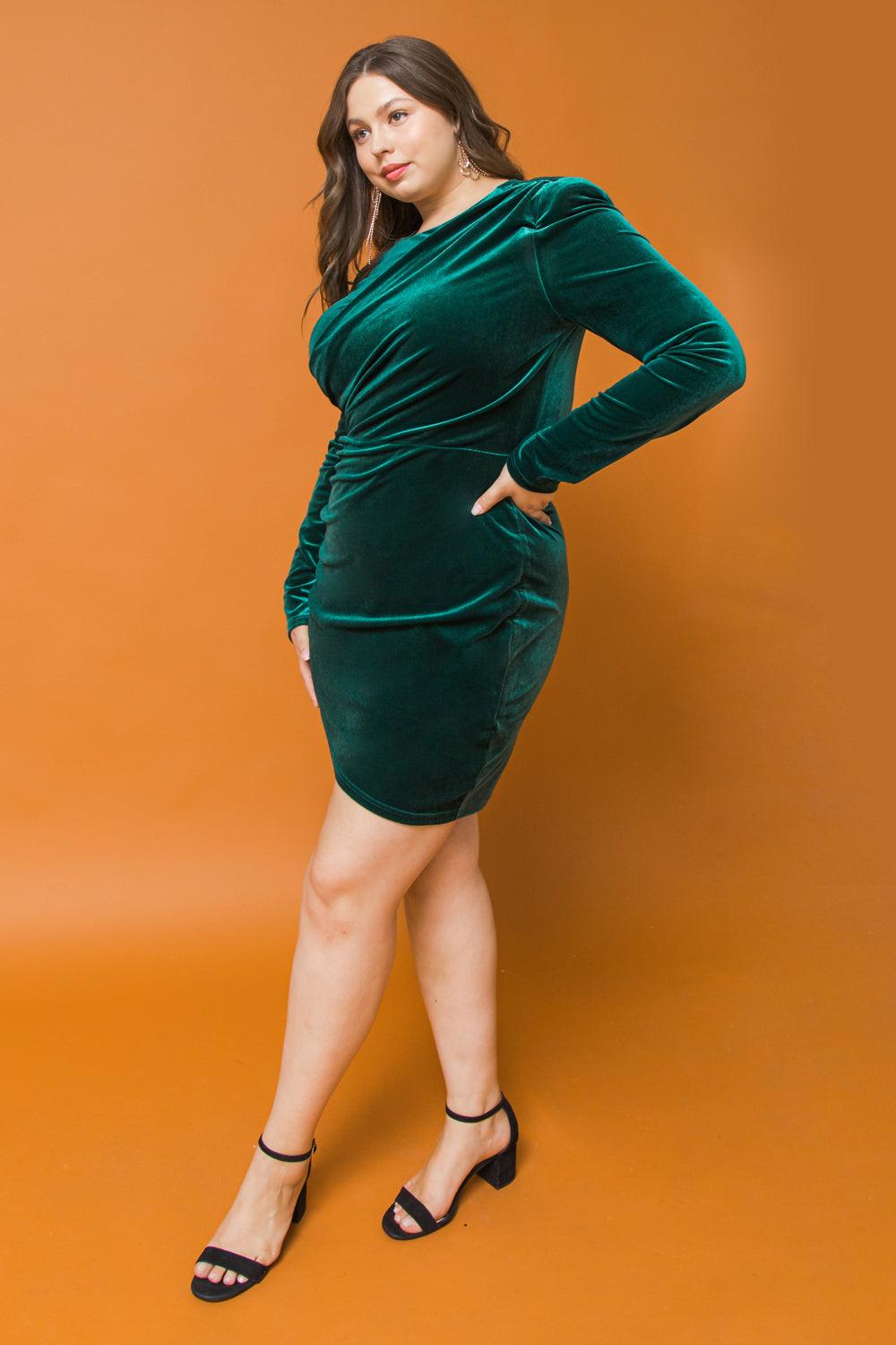 Im Enchanted Velvet Mini Dress With Round Neckline Long Sleeves And Tulip Hem