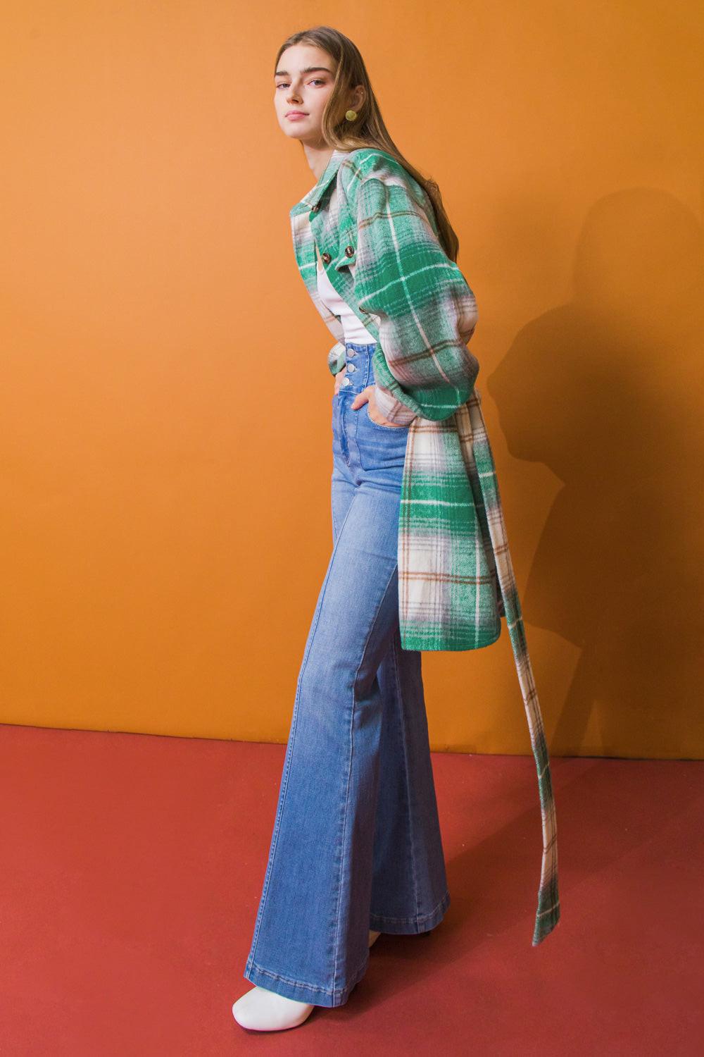 Sweet Evenings Woven Midi Jacket With Button Down Closure And Self Belt