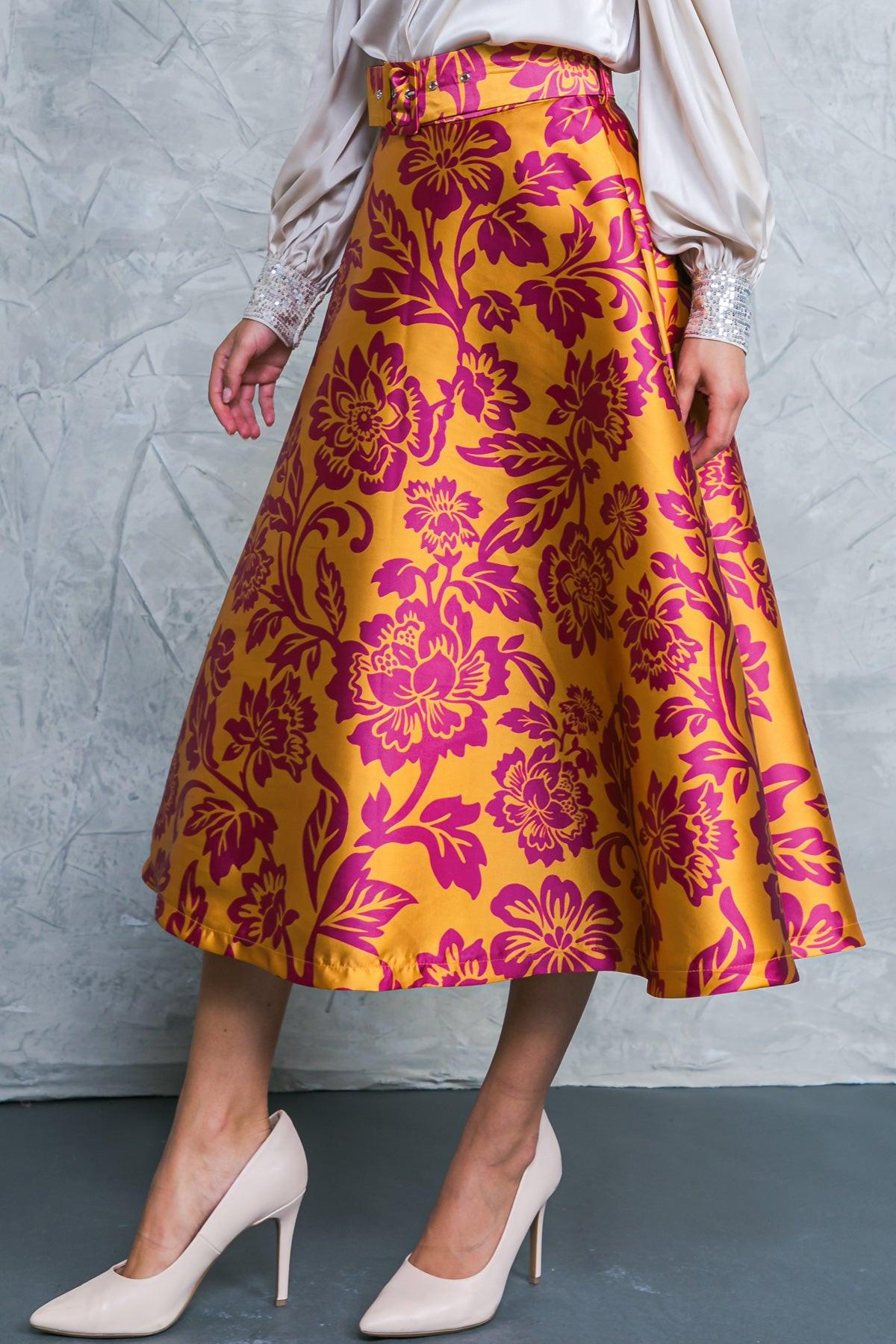 Perfect Refinement Woven Skirt With Self Belt And Side Zipper A Line Silhouette