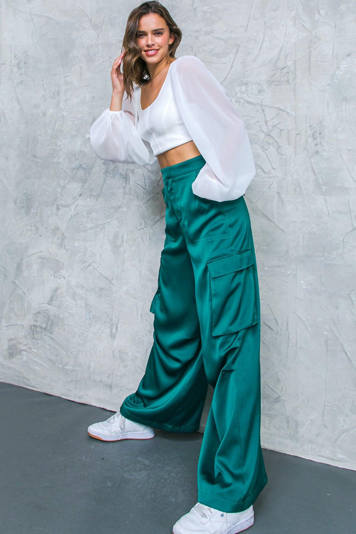 Graceful Movements Wide Leg Pants With Pockets For Everyday Wear