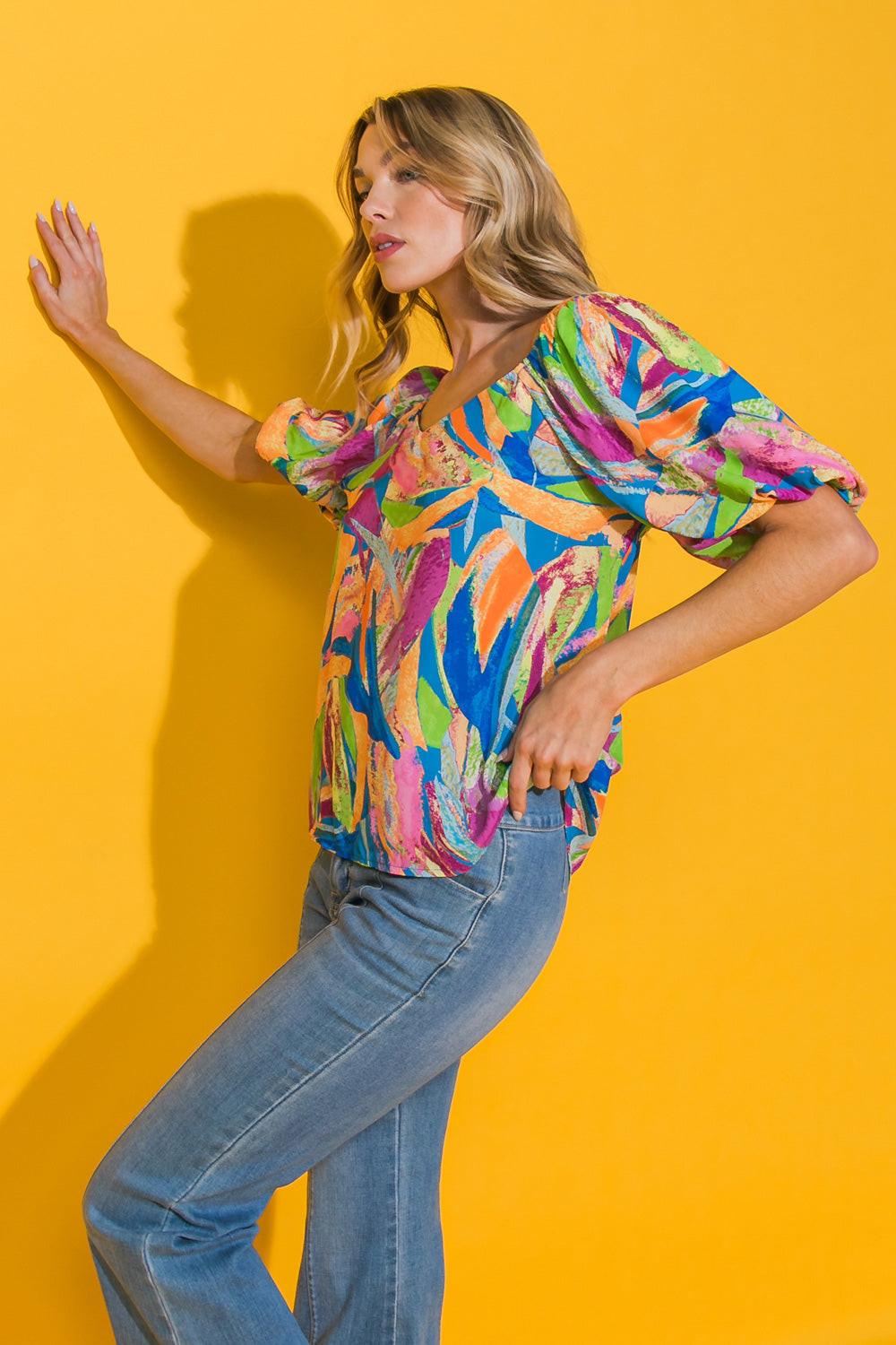 Honestly Breathtaking Woven Top With Printed Fabric And Sweetheart Neckline