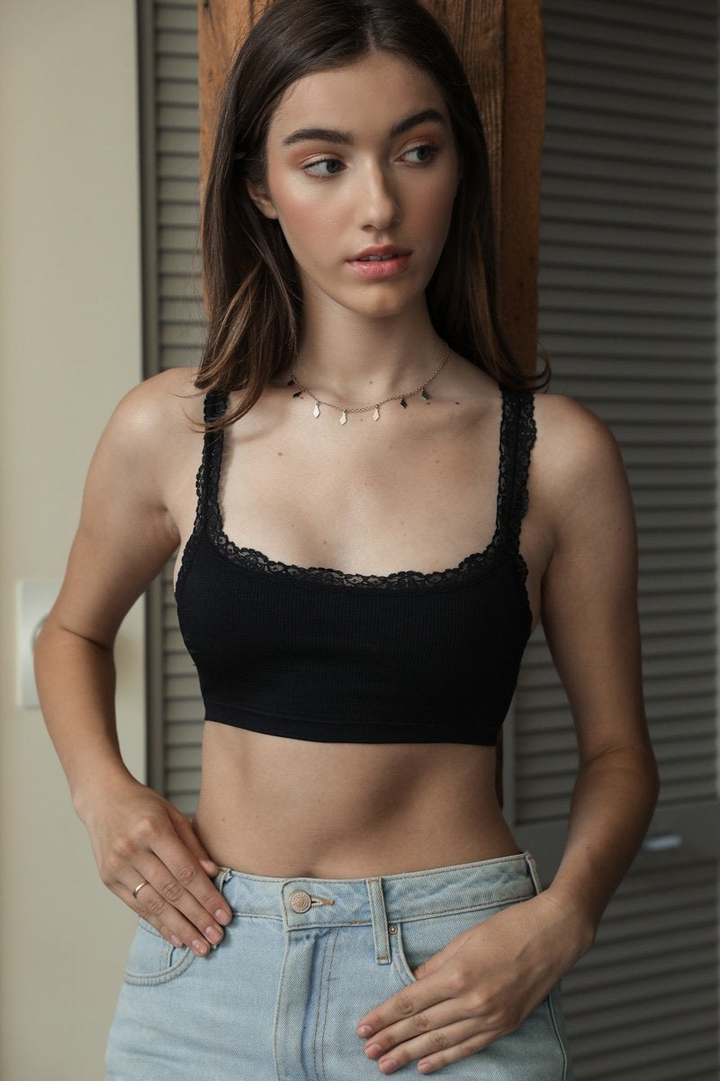 Seamless Lace Strap Bralette-Soul Flow Apparel