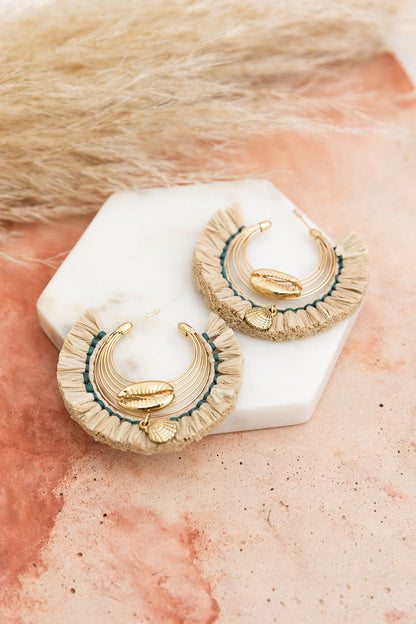 Seashell Raffia Earrings-Soul Flow Apparel