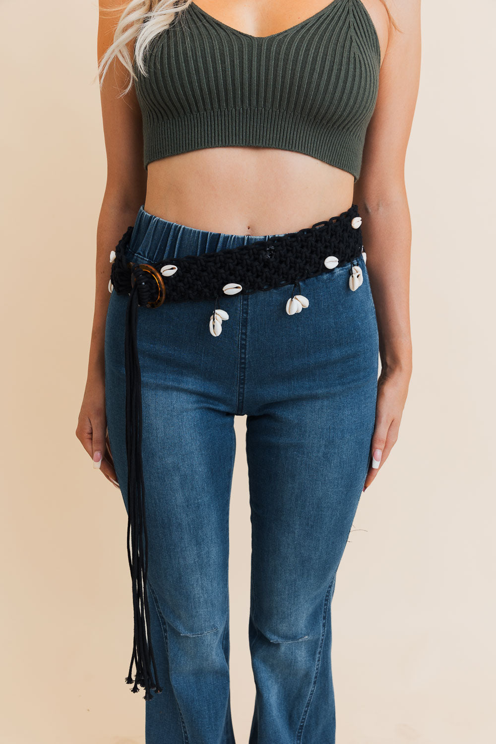 Seashell Serenade Braided Tie-Up Belt-Soul Flow Apparel