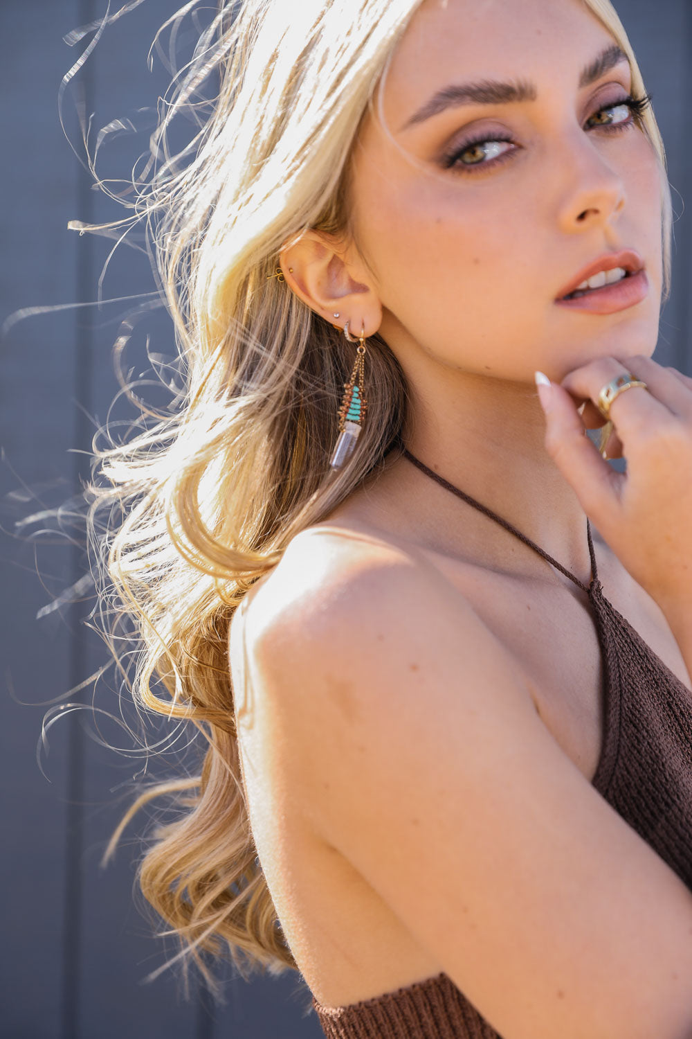 Seed Bead with Crystal Drop Earrings-Soul Flow Apparel