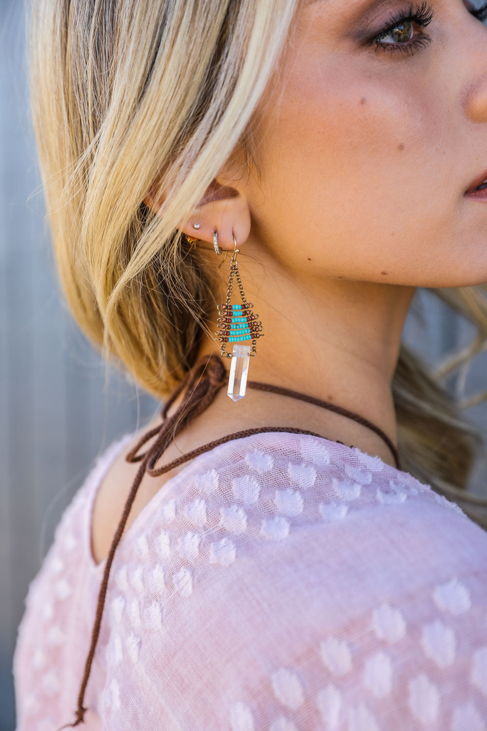 Seed Bead with Crystal Drop Earrings-Soul Flow Apparel