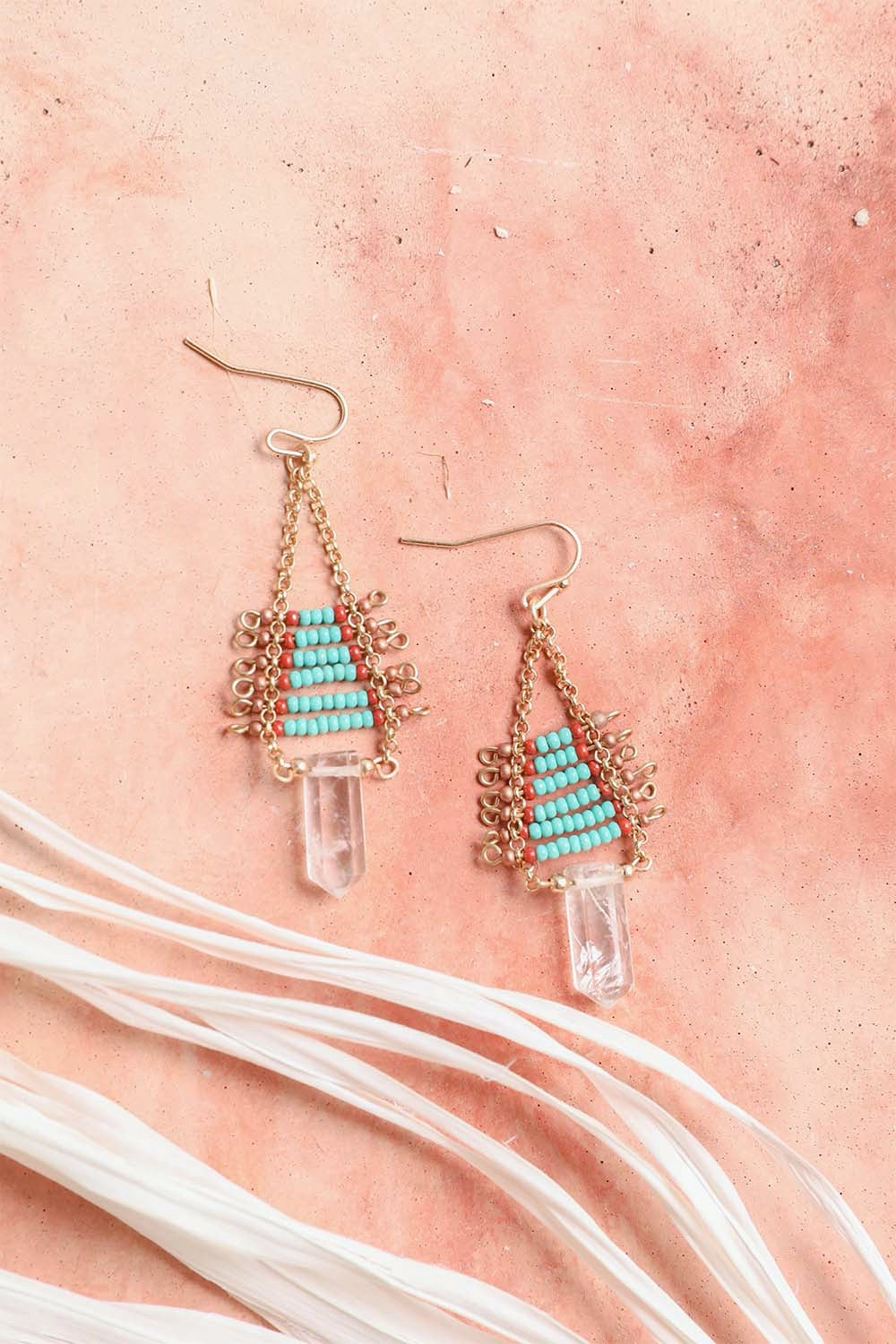 Seed Bead with Crystal Drop Earrings-Soul Flow Apparel
