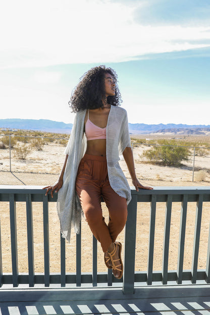 Sequin Frayed Kimono-Soul Flow Apparel