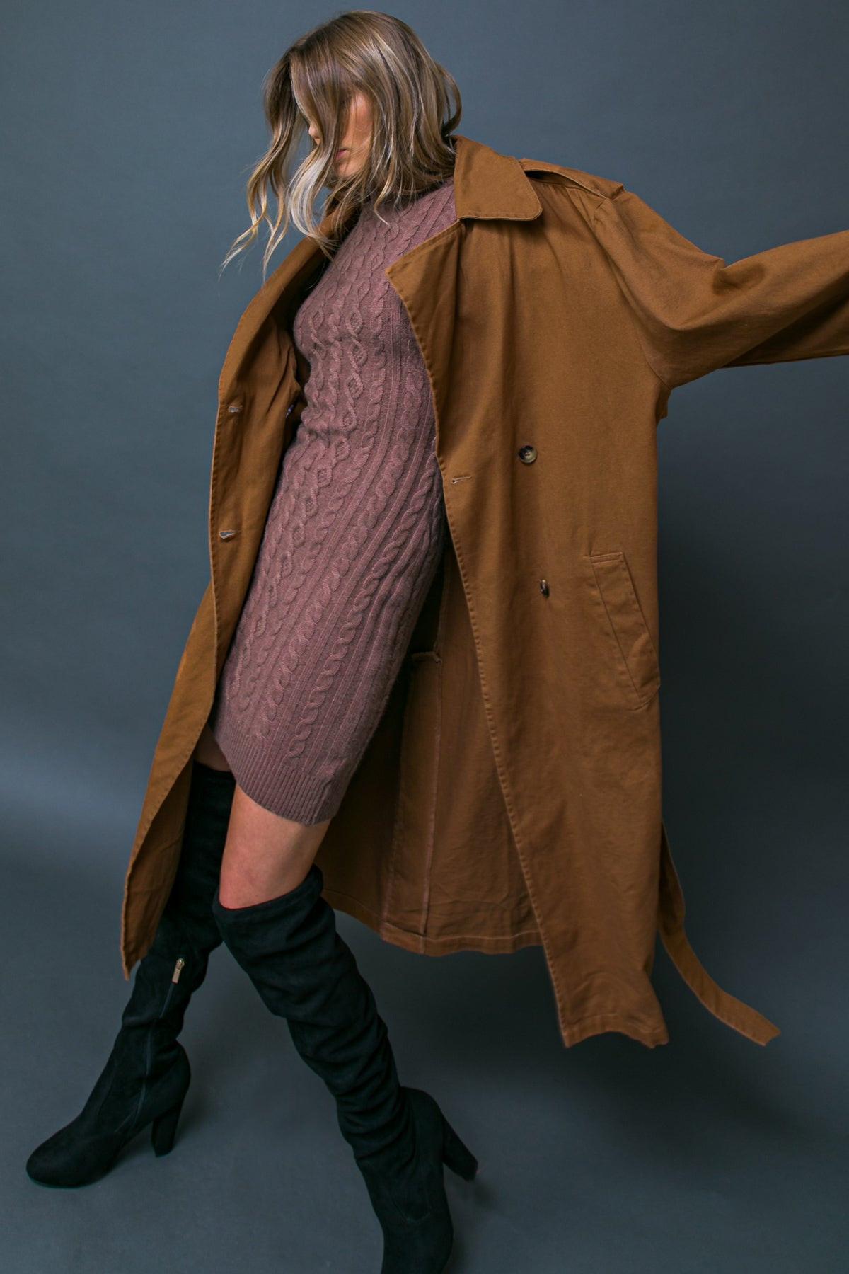 Keeper Of My Heart Cotton Twill Trench Coat With Self Tie Waist