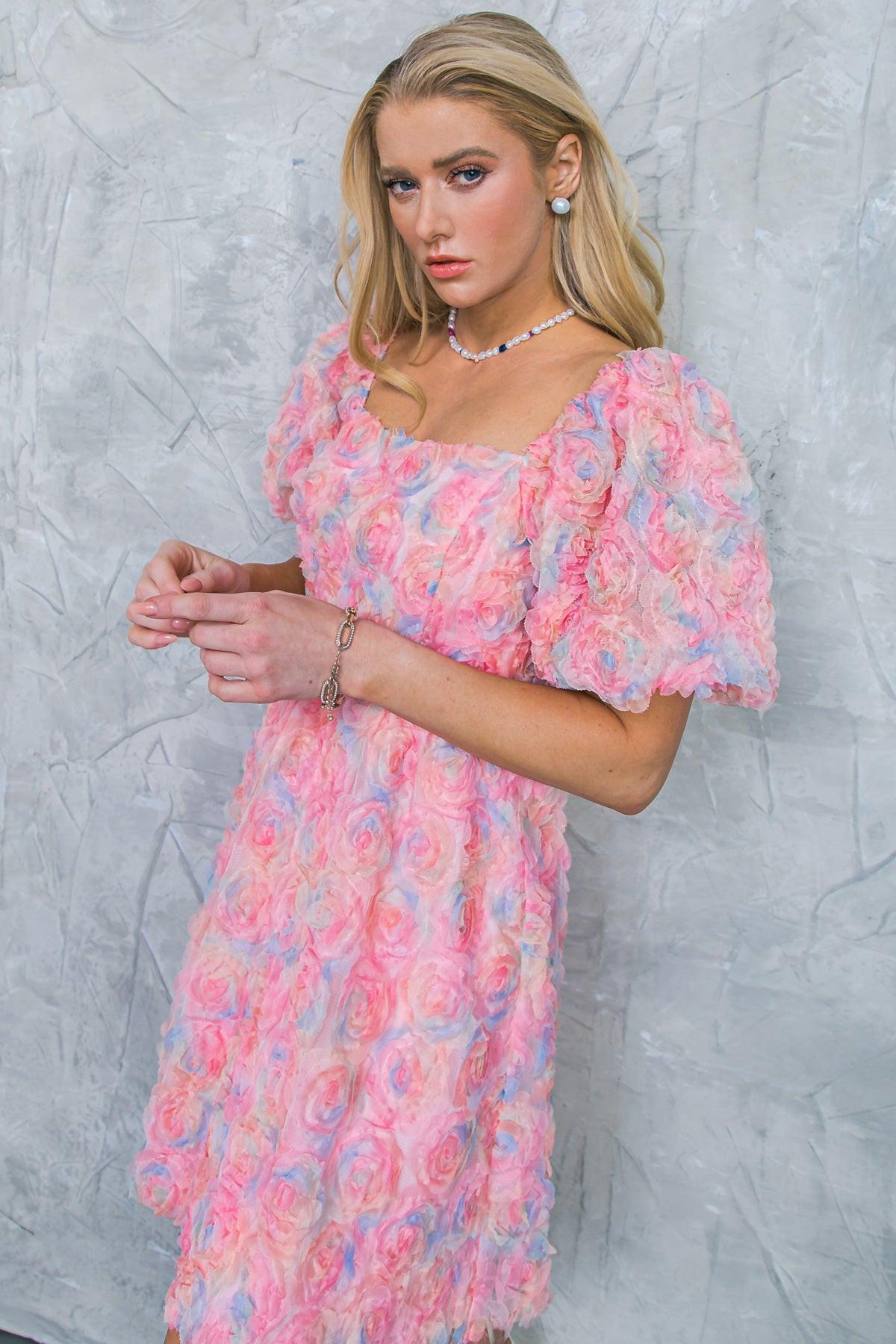 Notable Woven Mini Dress With Square Neck Puff Sleeves Back Zipper Closure