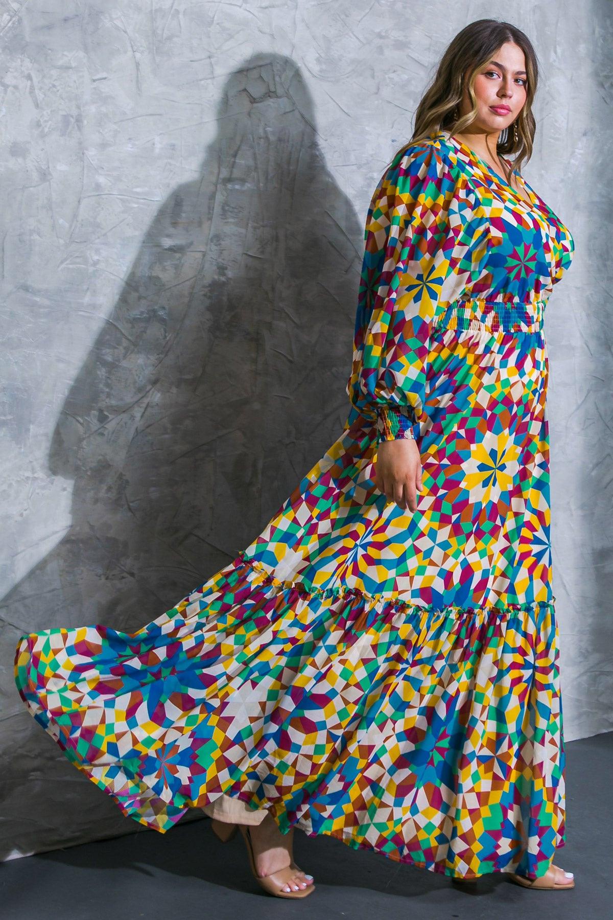 Everything I Love Printed Woven Maxi Dress With Surplice Neckline