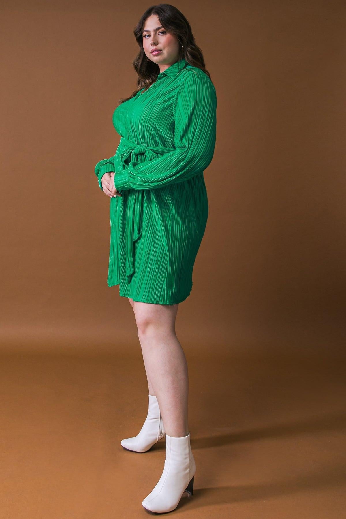 Make You Wanna Stay Woven Mini Dress With Pleated Detailing And Shirt Collar