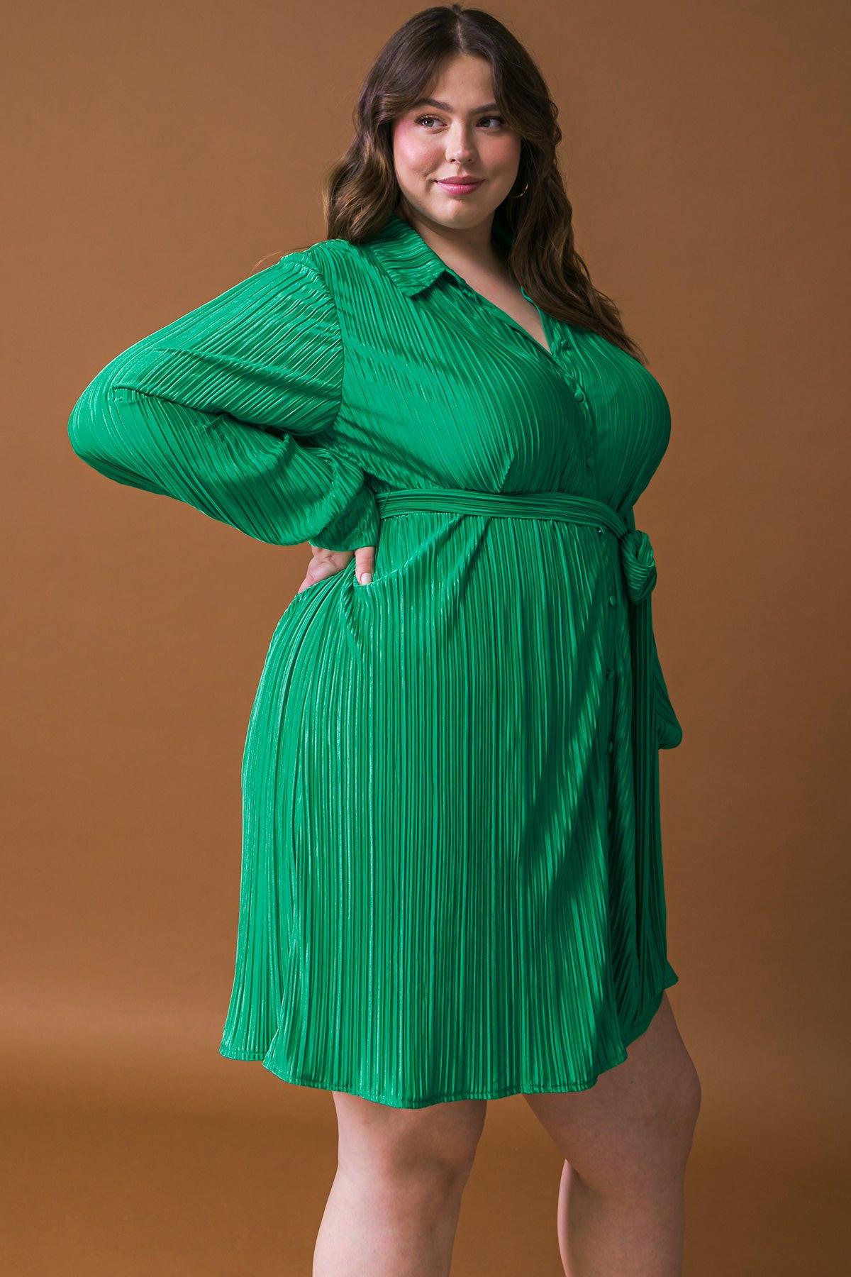 Make You Wanna Stay Woven Mini Dress With Pleated Detailing And Shirt Collar