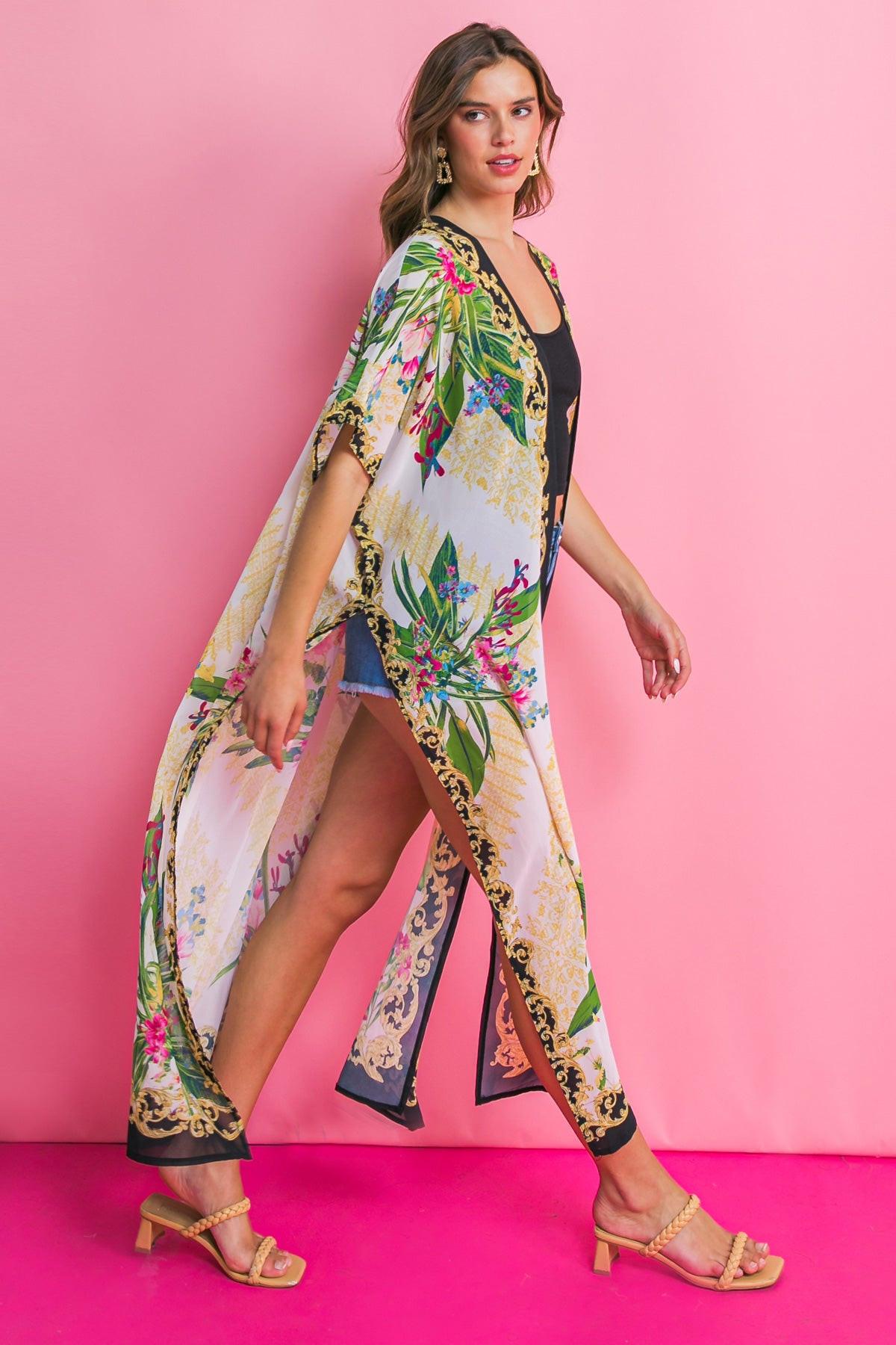 Morro Bay Printed Woven Maxi Cover Up With Side Slit
