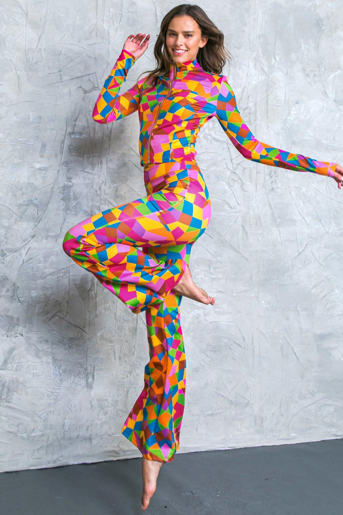 Sweetest Shower Scuba Tracksuit With Front Zip And Bell Bottom Pants