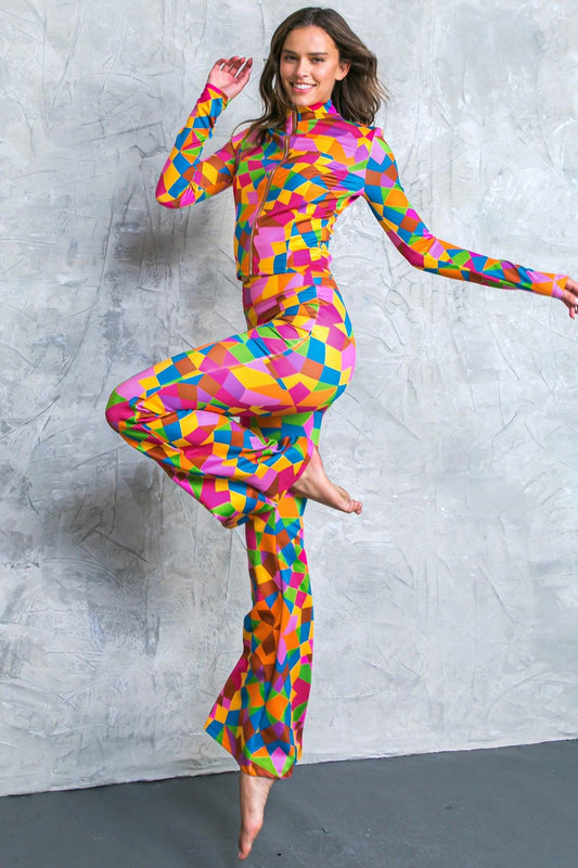 Sweetest Shower Scuba Tracksuit With Front Zip And Bell Bottom Pants