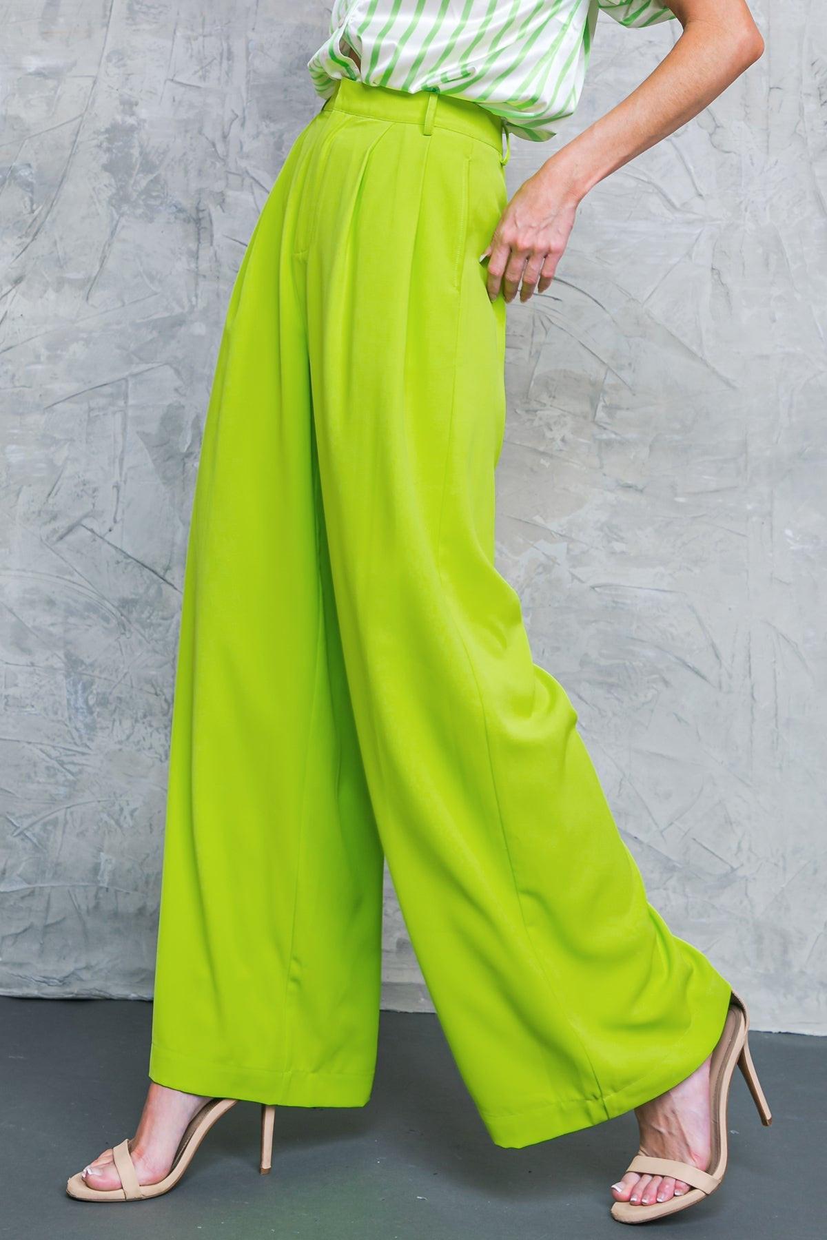 Upscale Aura Woven Pleated Wide Leg Trousers for Formal Wear