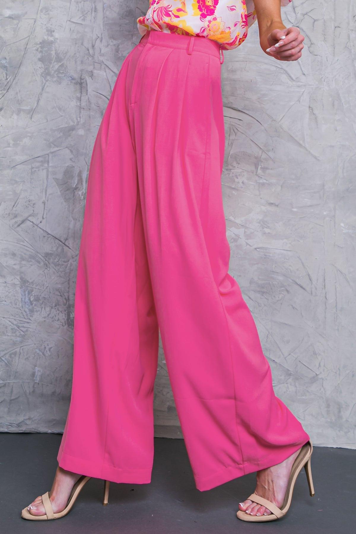 Upscale Aura Woven Pleated Wide Leg Trousers for Formal Wear