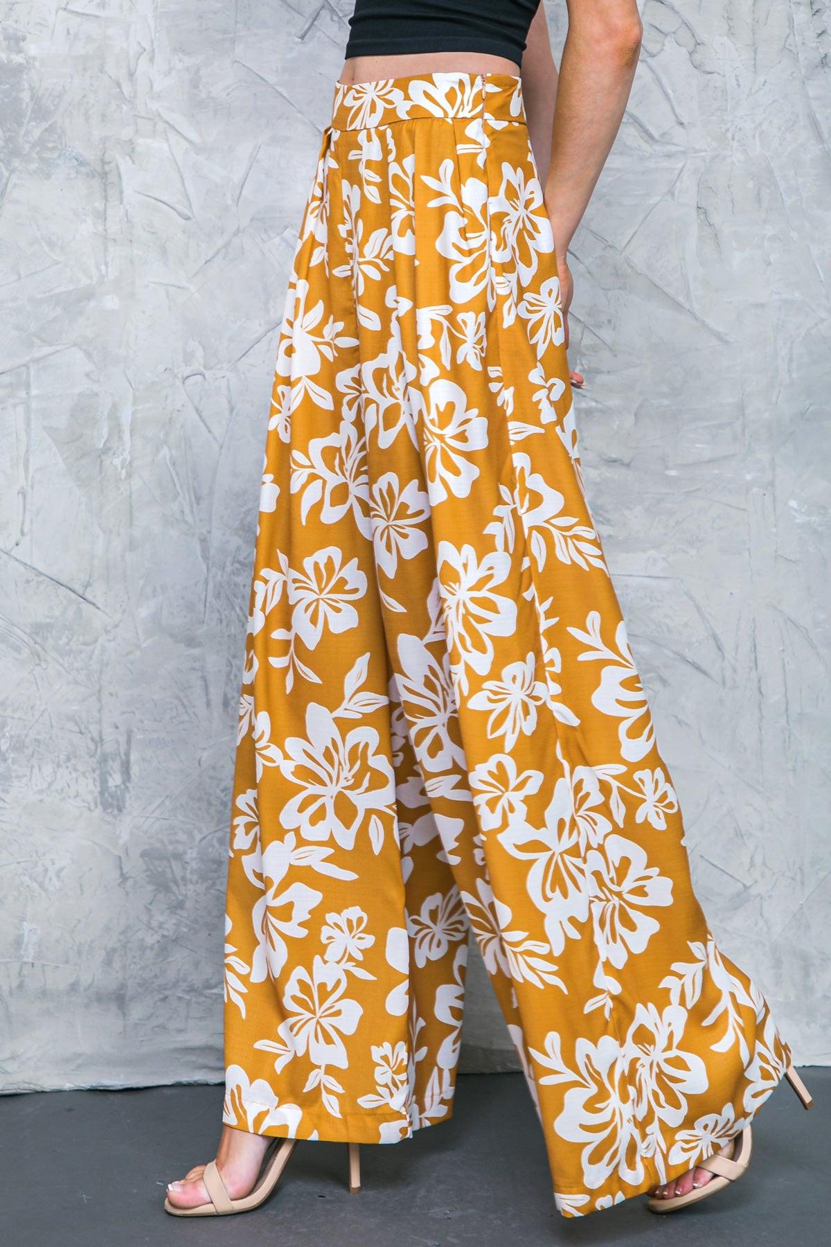 Let The Light In Brown Woven Pants With Wide Leg Front Pleats