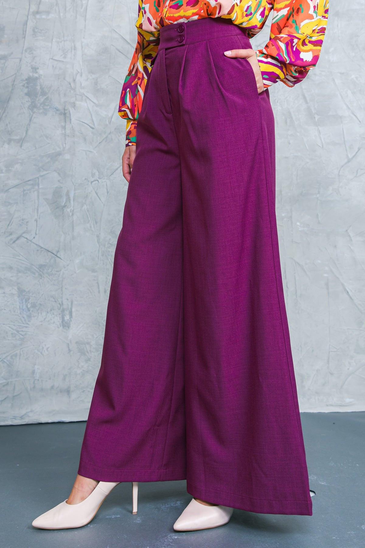 Delicate Feelings Woven Pants With Front Closure Front Pleats And Wide Leg