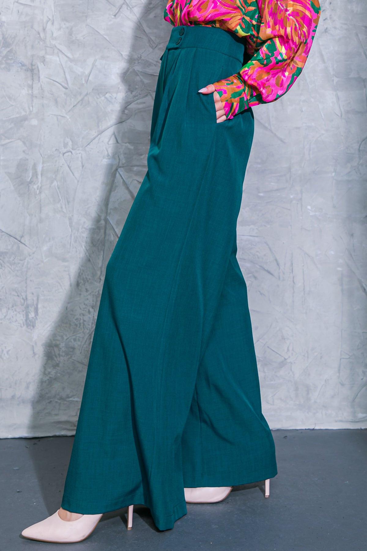 Delicate Feelings Woven Pants With Front Closure Front Pleats And Wide Leg