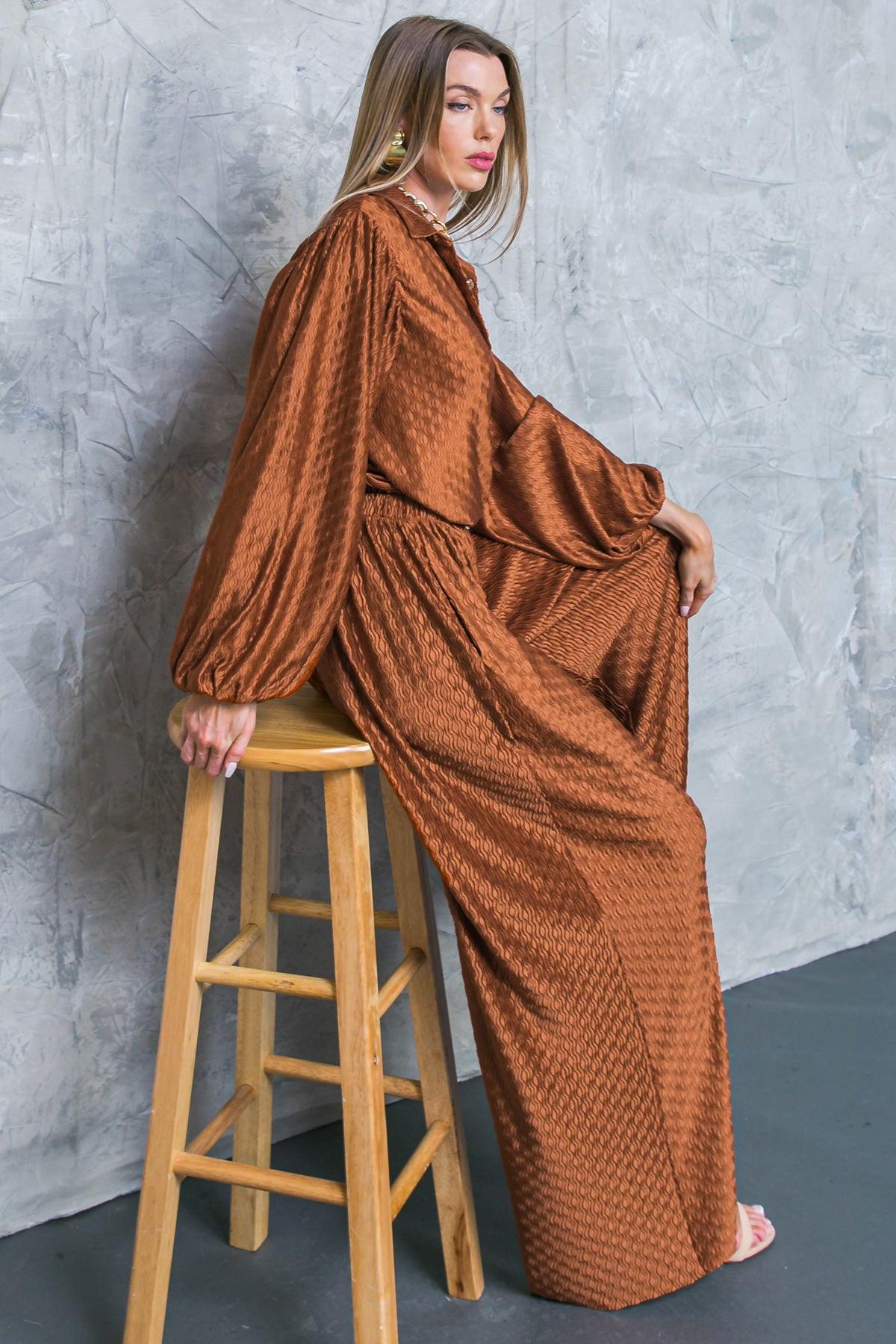 Regal Romance Woven Pants Elastic Waist Flattering Fit
