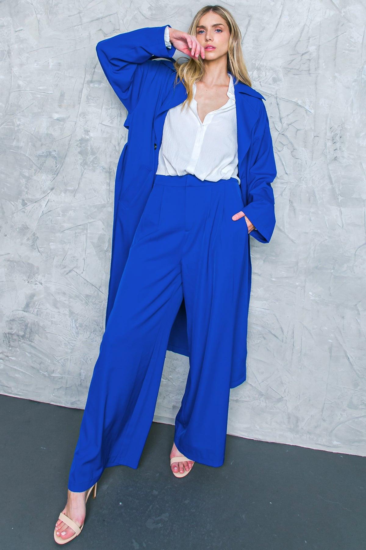 Boss Babe Woven Wide Leg Pants With Pleats And Front Closure With Side Pockets