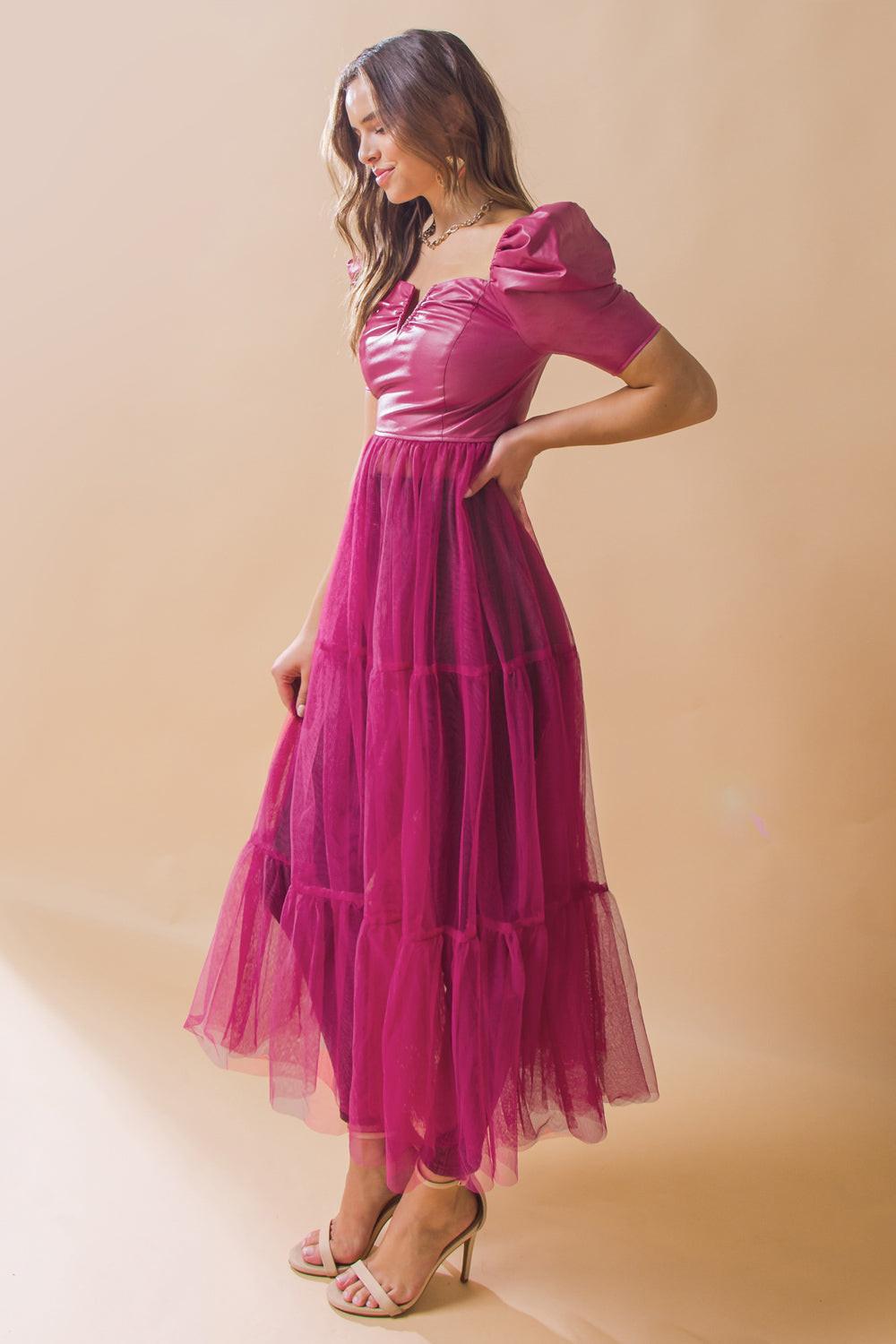 Enduring Love Maxi Top With Square Neckline V Cutout Puff Sleeves