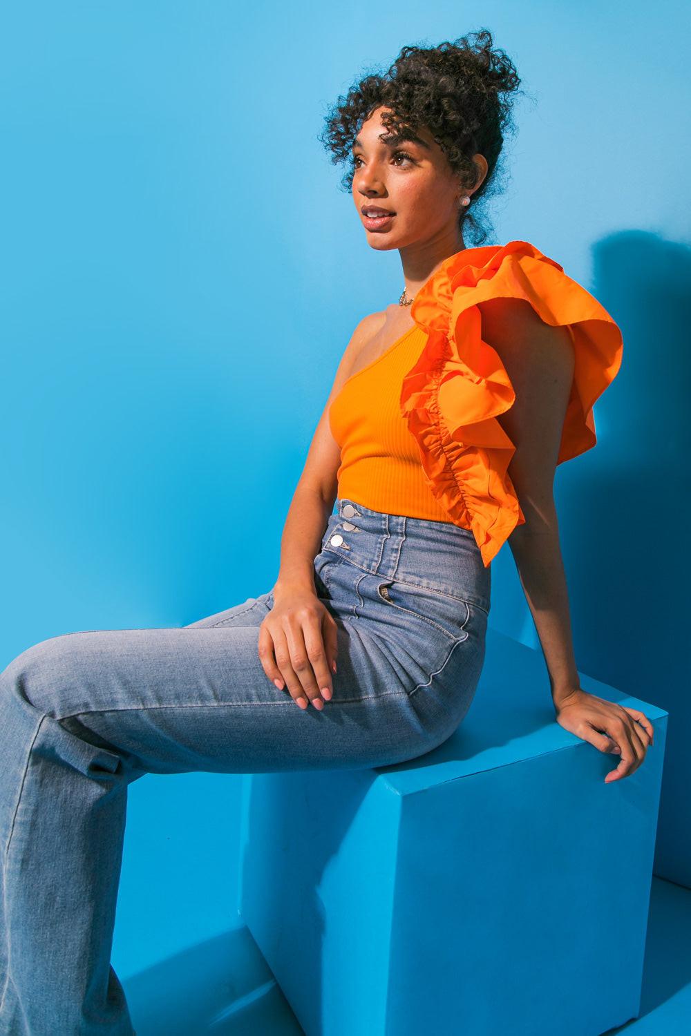 Dreamworld Off The Shoulder Woven Bodysuit With Ruffle Detailing