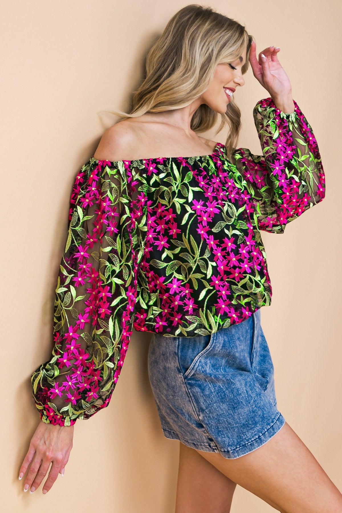 Feeling Mighty Fine Woven Top With Off Shoulder Neckline And Elasticized Waist