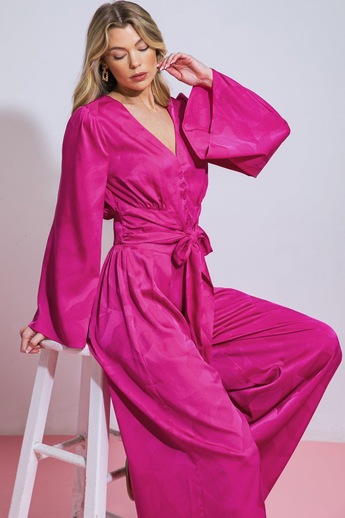 The Right Addition Jacquard Woven Top With Button Down And V Neckline