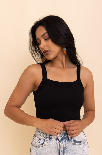 Leto Collection Seamless Brami Top in Black with Comfortable Fit for Everyday Wear