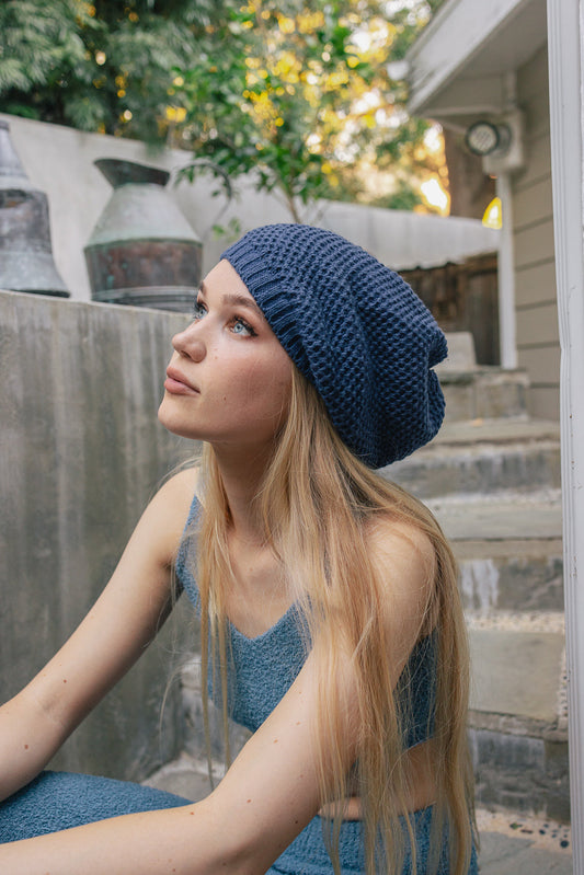 Slouch Waffle Knit Beanie-Soul Flow Apparel
