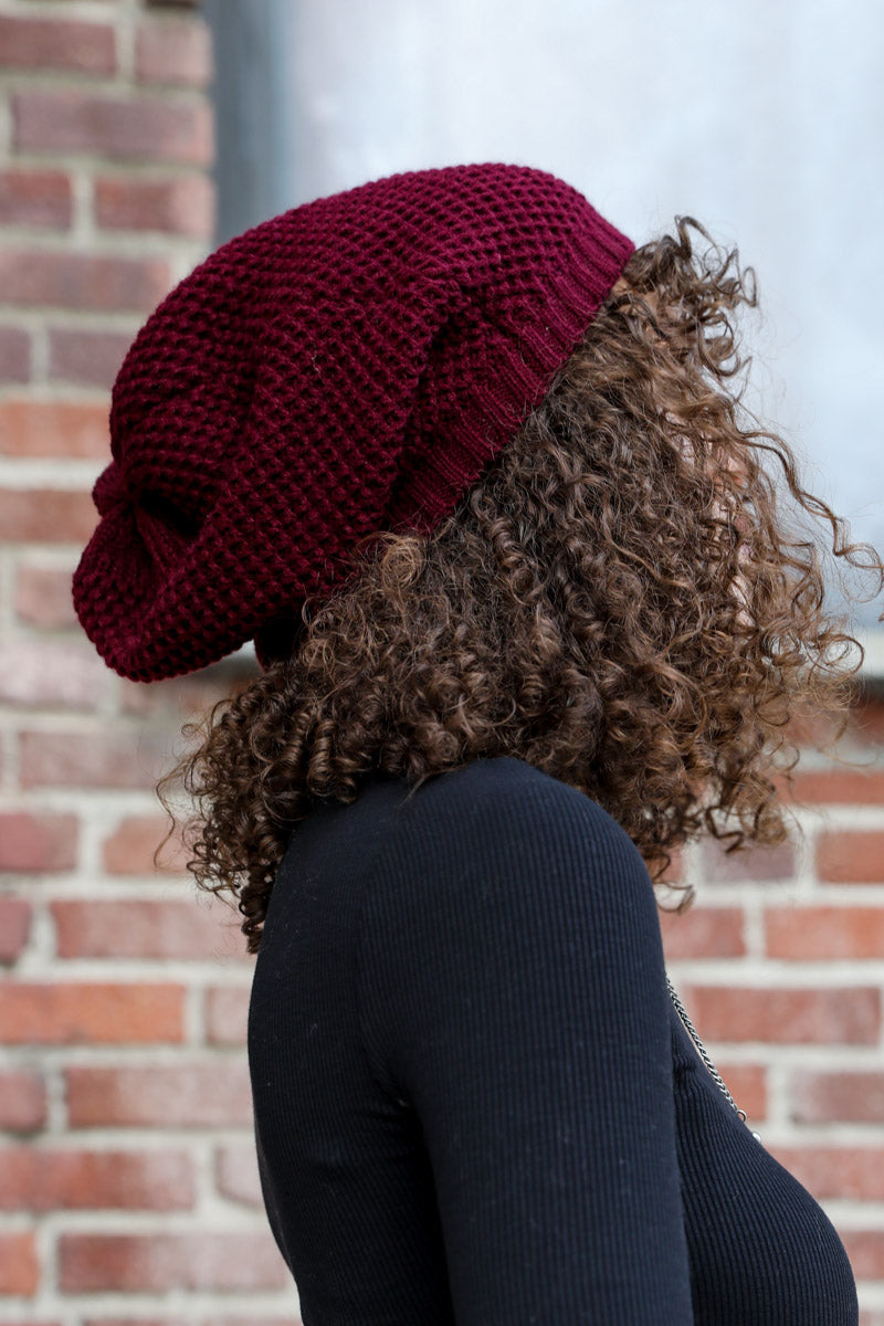 Slouch Waffle Knit Beanie-Soul Flow Apparel