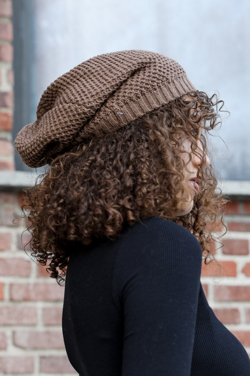 Slouch Waffle Knit Beanie-Soul Flow Apparel