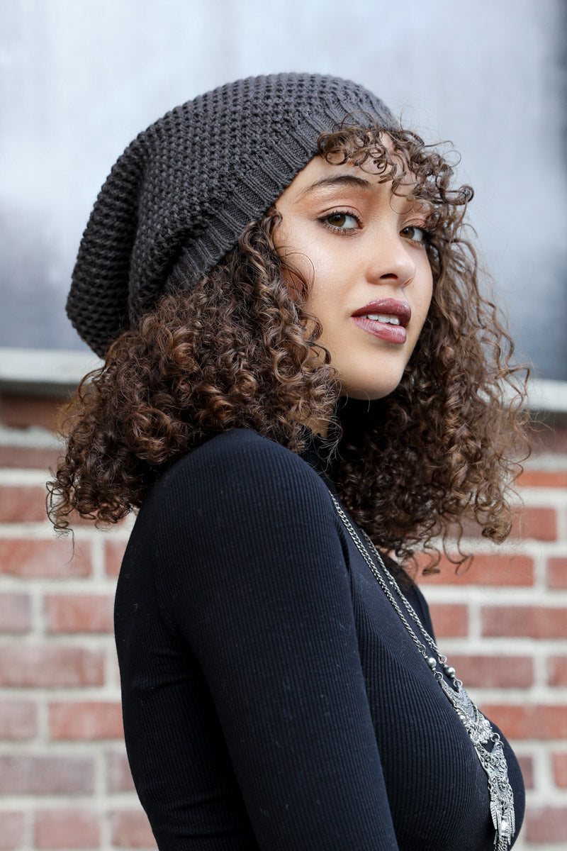 Slouch Waffle Knit Beanie-Soul Flow Apparel