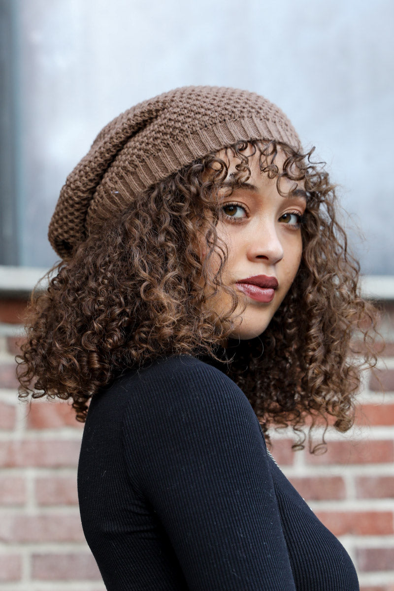 Slouch Waffle Knit Beanie-Soul Flow Apparel