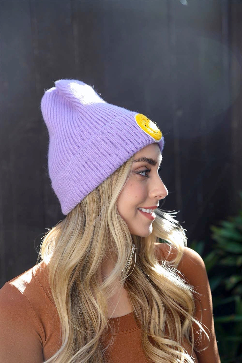 Smiley Face Ribbed Beanie ????-Soul Flow Apparel