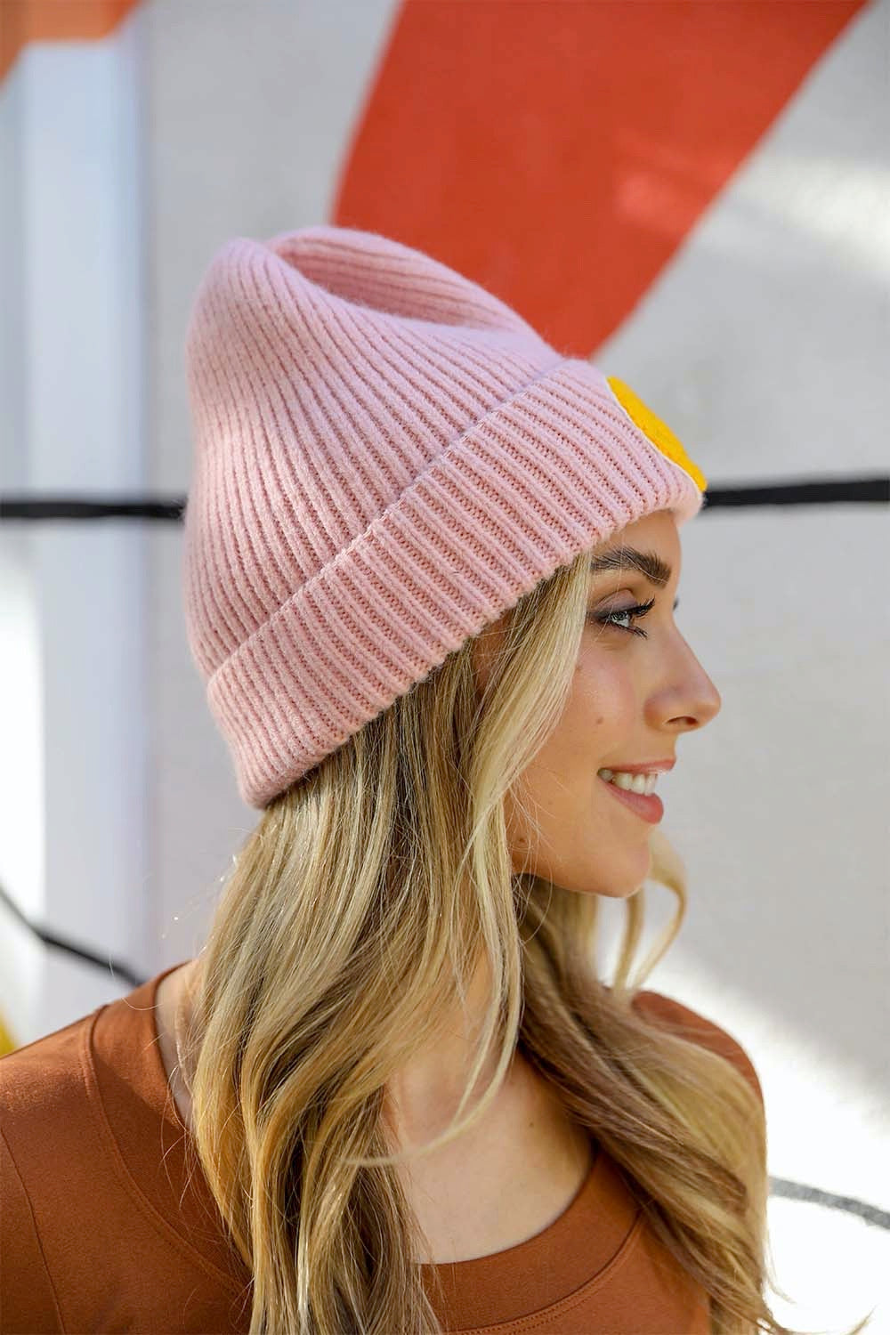 Smiley Face Ribbed Beanie ????-Soul Flow Apparel