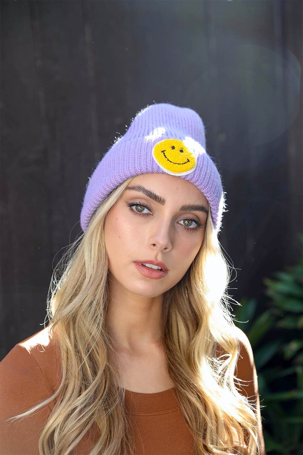 Smiley Face Ribbed Beanie ????-Soul Flow Apparel