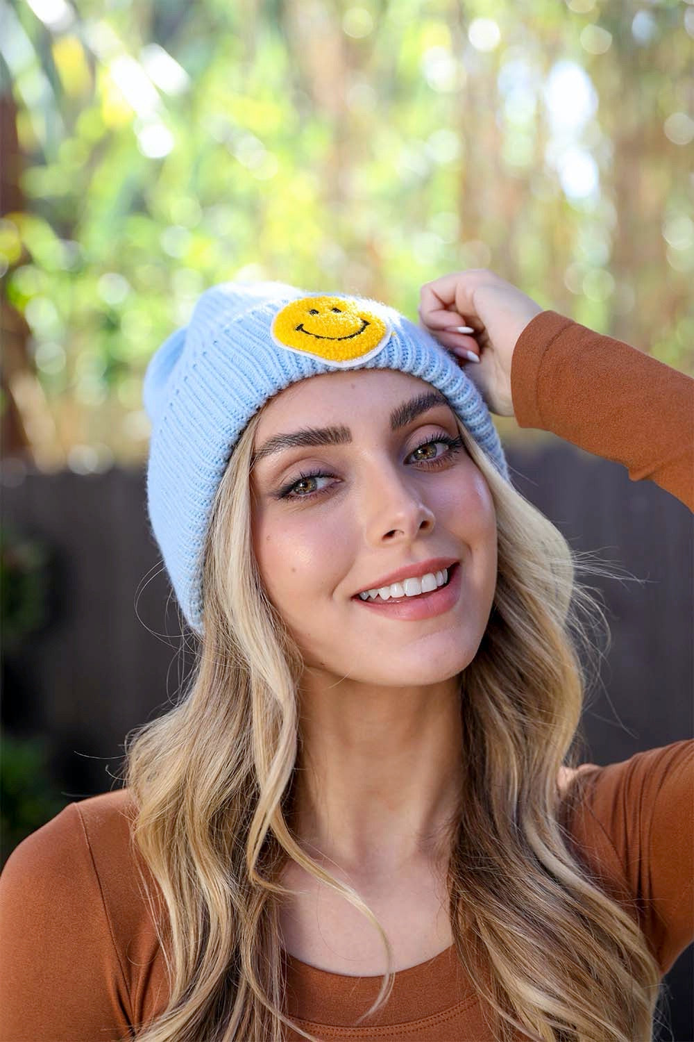 Smiley Face Ribbed Beanie ????-Soul Flow Apparel
